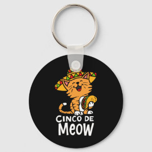 Cinco De Meow Cute Cinco De Mayo Sombrero Taco Cat Key Ring