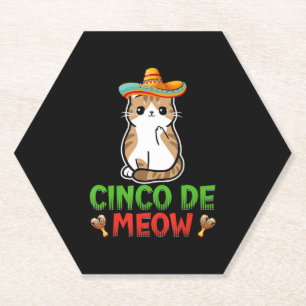 Cinco De Meow Cute Cinco De Mayo Sombrero Taco Cat Paper Coaster