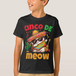 Cinco De Meow Dabbing Cat Lover Mexican Fiesta T-Shirt
