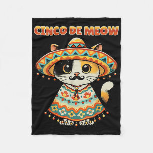 Cinco De Meow Funny Cat Sombrero Fiesta Humour Fleece Blanket