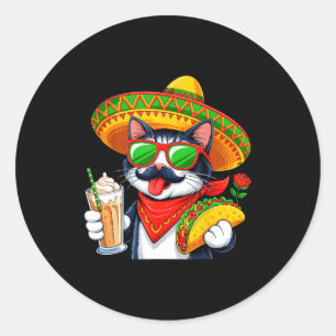 Cinco De Meow Funny Cat Taco Mexican Fiesta Party Classic Round Sticker