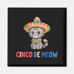 Cinco De Meow Funny Sombrero Cat Cinco De Mayo Magnet