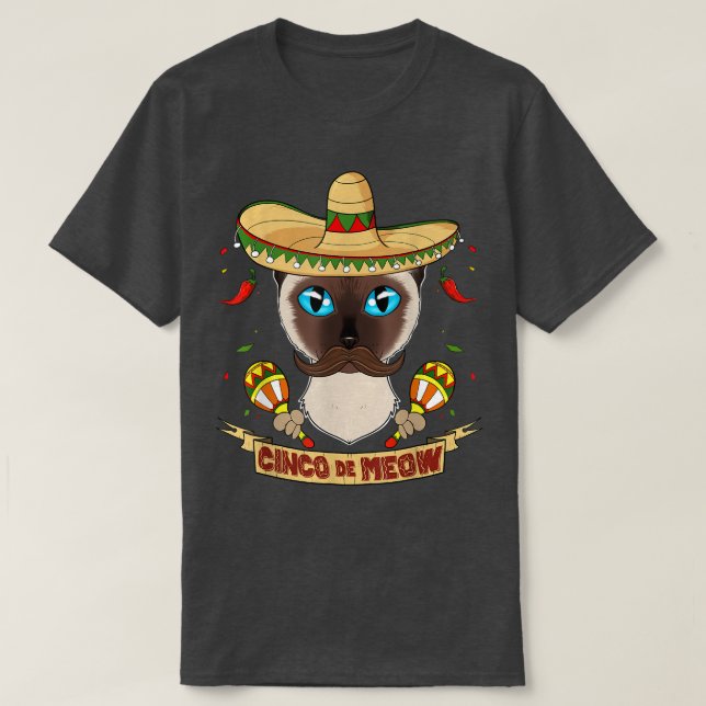 Cinco de Meow I Sombrero Cat I Cinco de Mayo Siame T-Shirt (Design Front)