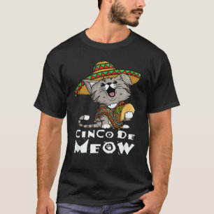 Cinco De Meow With Smiling Cat Taco And Sombrero T-Shirt