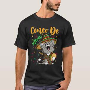 Cinco De Meow With Smiling Cat Taco And Sombrero T-Shirt