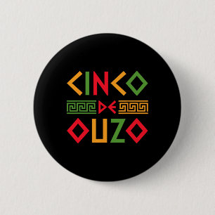 Cinco De Ouzo Retro Funny Greek Easter Cinco De Ma 6 Cm Round Badge