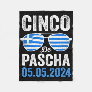 Cinco De Pascha Greece Flag Funny Greek Easter Cin Fleece Blanket