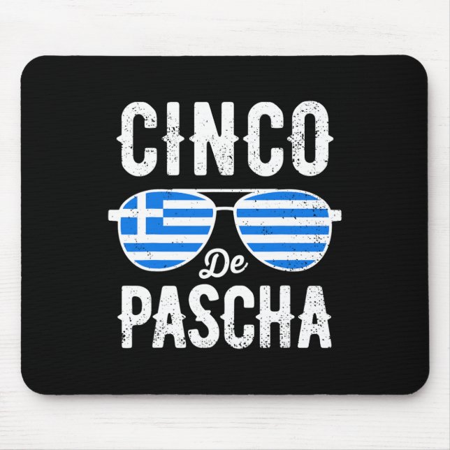 Cinco De Pascha Greece Flag Funny Greek Easter Cin Mouse Pad (Front)