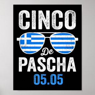 Cinco De Pascha Greece Flag Funny Greek Easter Cin Poster