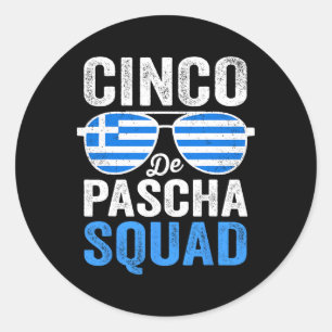 Cinco De Pascha Squad Greece Flag Greek Easter Cin Classic Round Sticker