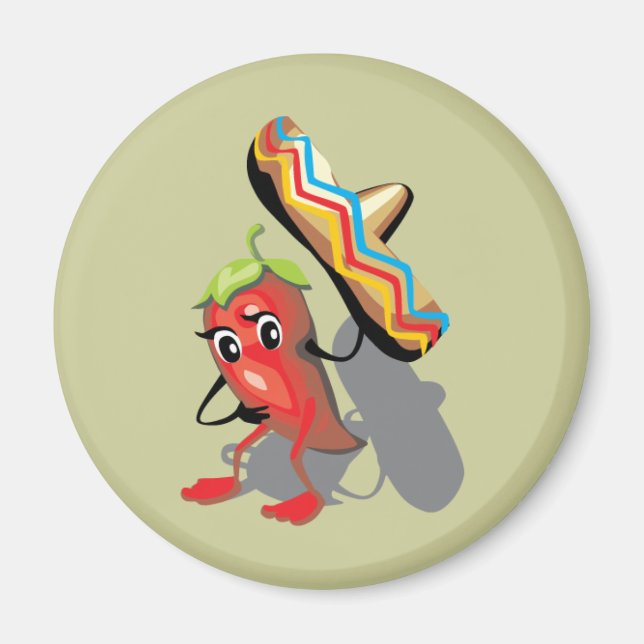 CincoDeMayo-050 RED HOT CHILI PEPPER SOMBRERO HAT Magnet (Front)