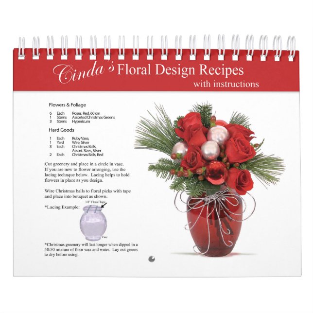 Cinda's Floral Design Recipes with instructions Calendar (Cover)