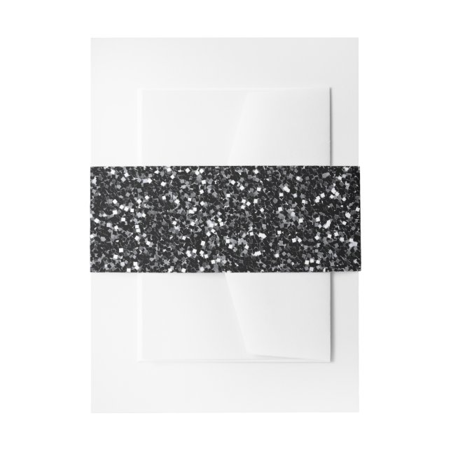 Cinder Black Glitter Invitation Belly Band (Front Example)
