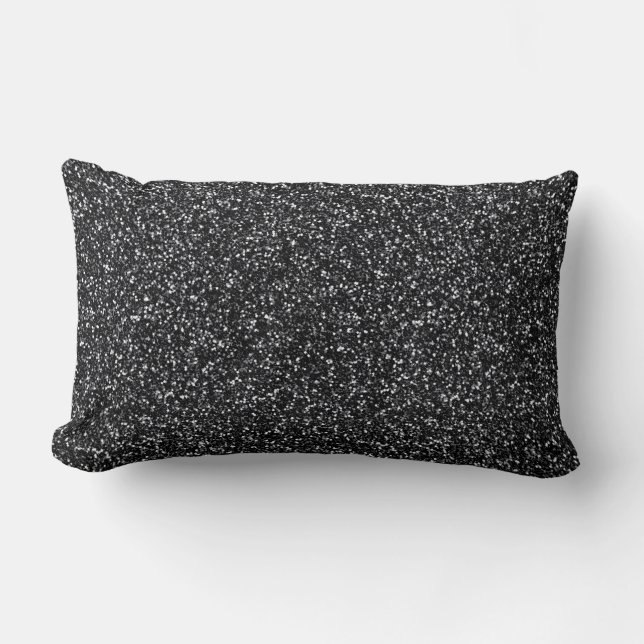 Cinder Black Glitter Lumbar Cushion (Front)