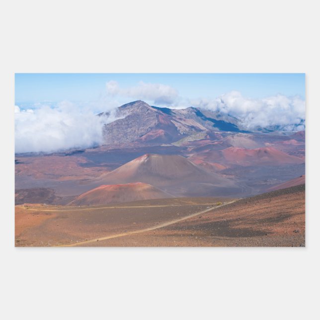 cinder cones and mountains at haleakala crater rectangular sticker (Front)