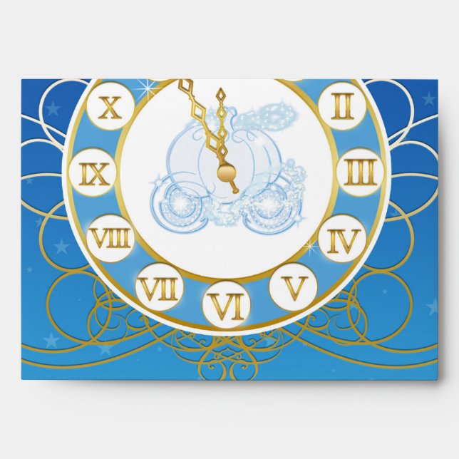 Cinderella Almost Midnight Invitation Envelopes (Front)