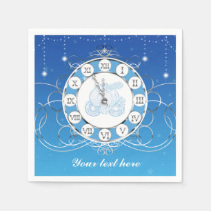 Cinderella Almost Midnight Silver & Blue Party Napkin