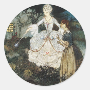 Cinderella and Fairy Godmother Classic Round Sticker