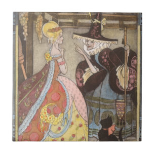 Cinderella and Fairy Godmother, Vintage Fairy Tale Ceramic Tile