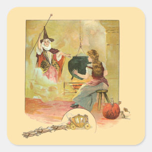 Cinderella And Her Fairy God Mother Square Sticker