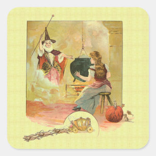 Cinderella And Her Fairy God Mother Square Sticker