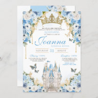 Cinderella Blue Gold Princess Castle Quinceanera