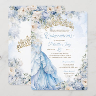 Cinderella Blue Princess Fairytale Quinceañera Invitation