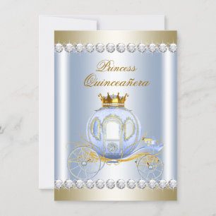 Cinderella Blue Princess Quinceanera Invitation