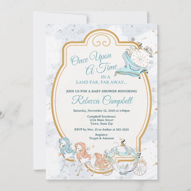 Cinderella Carriage Baby Shower Invitation (Front)