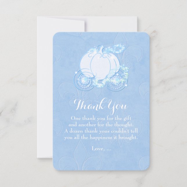 Cinderella Carriage Blue Fairytale Thank You Card (Front)