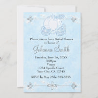 Cinderella Carriage Bridal Shower Blue Invitation