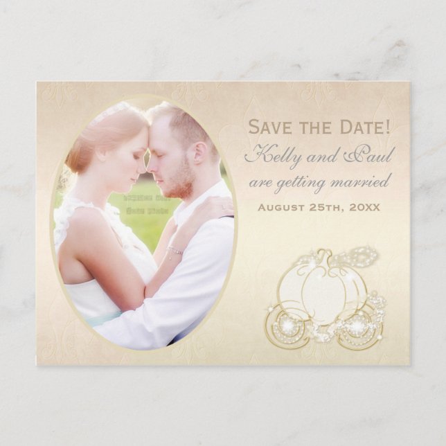 Cinderella Carriage Wedding Date Photo Postcard (Front)
