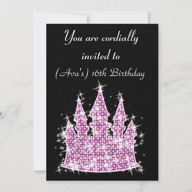Cinderella Castle Rhinestone Birthday/Sweet 16 Invitation (Front)