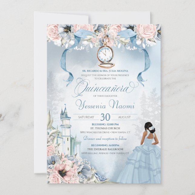 Cinderella Fairy Tale Princess Castle Quinceanera Invitation (Front)