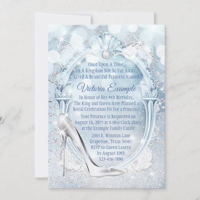 Cinderella Glass Slipper Birthday Party Invitation (Front)
