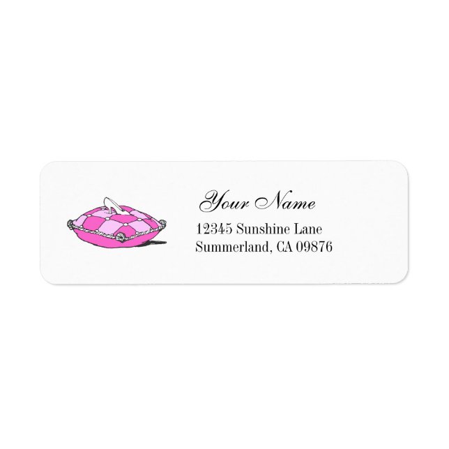 Cinderella Glass Slipper Pink Pillow Label Return Address Label (Front)