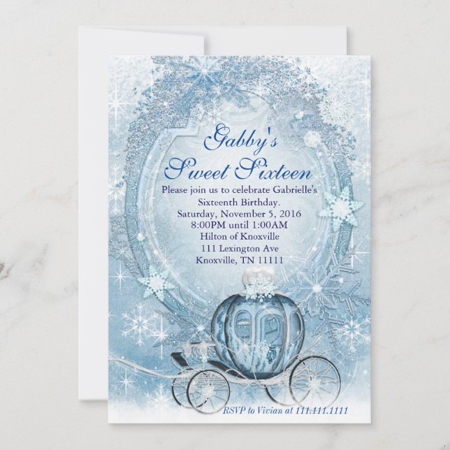 Cinderella Invitation, Cinderella Sweet Sixteen Invitation (Front)