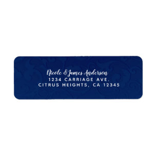 Cinderella Navy Blue Elegant Storybook Wedding Return Address Label