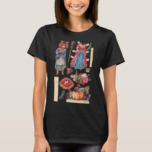 Cinderella, Paper Doll, Louis Wain T-Shirt (Front)
