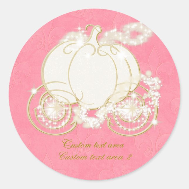 Cinderella Pink & Gold Carriage Elegant Sticker (Front)