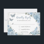Cinderella Princess Baby Blue Floral Quinceañera RSVP Card<br><div class="desc">Personalise these chic cinderella themed rsvp cards with your details easily and quickly,  simply press the customise it button to further re-arrange and format the style and placement of the text. (c) The Happy Cat Studio</div>