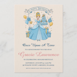 Cinderella princess birthday invitations