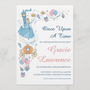 Cinderella princess birthday invitations