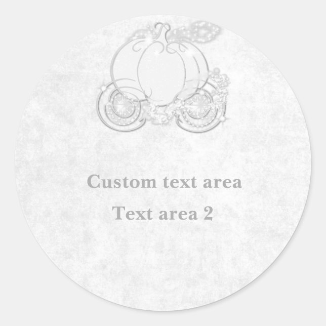 Cinderella Princess Carriage White Silver Sticker (Front)