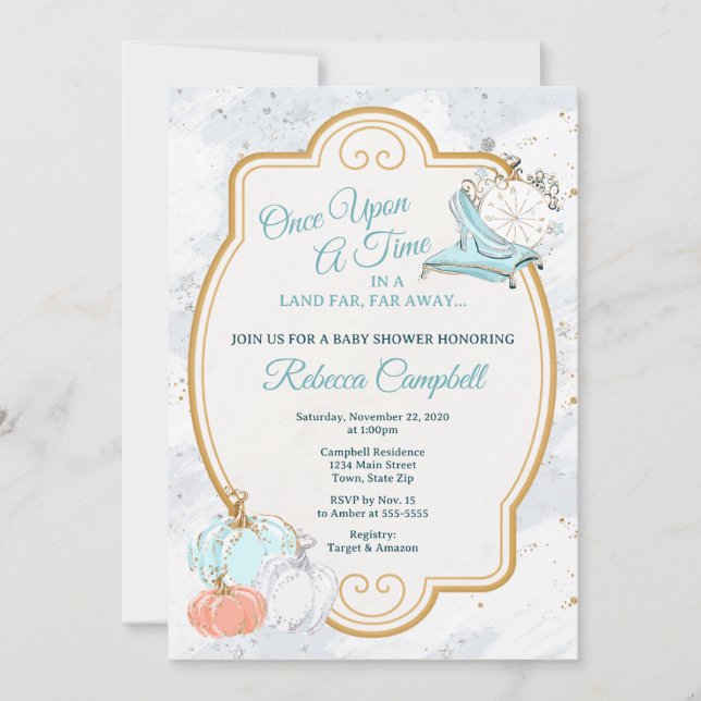 Cinderella Pumpkin Baby Shower Invitation (Front)
