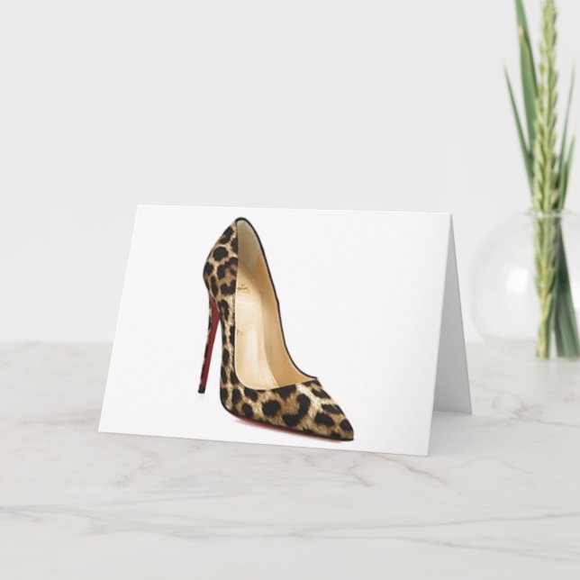 Cinderella Quote Louboutin Leopard Shoes Card (Front)
