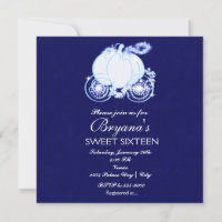 Cinderella Royal Blue Princess Carriage Invitation