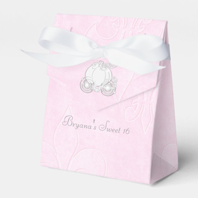 Cinderella Silver Carriage Pink Party Favour Boxes (Front Side)