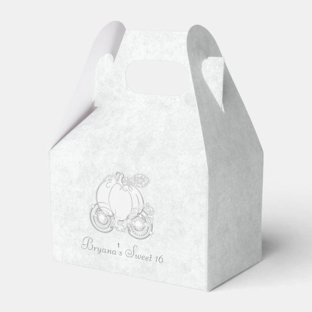 Cinderella Silver Carriage White Party Favour Boxe Favour Box (Front Side)