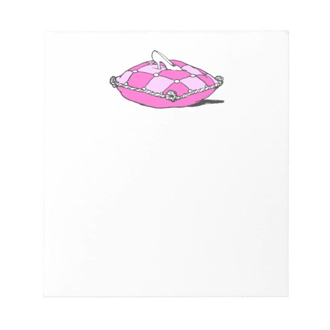 Cinderella Slipper on Pink Pillow Notepad (Front)